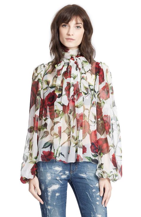 dolce gabbana rose print blouse|dolce and gabbana tops.